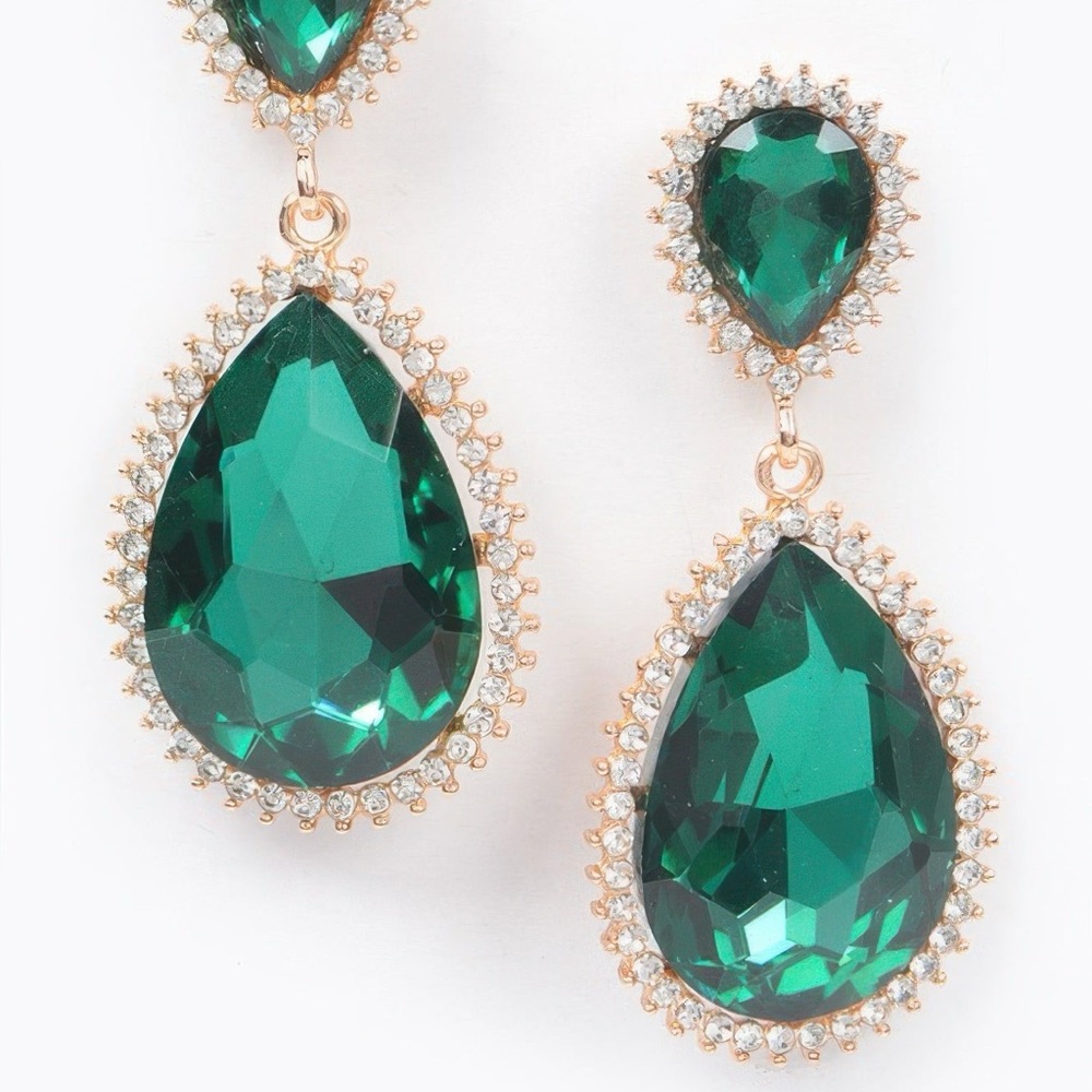 Rhinestone Dangle Earring - Picture 2 of 2